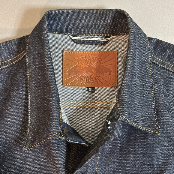 ⭐️ BRAVE STAR ⭐️ Ironside Selvedge DENIM Jacket Work Trucker Biker MADE IN USA - Picture 3 of 14